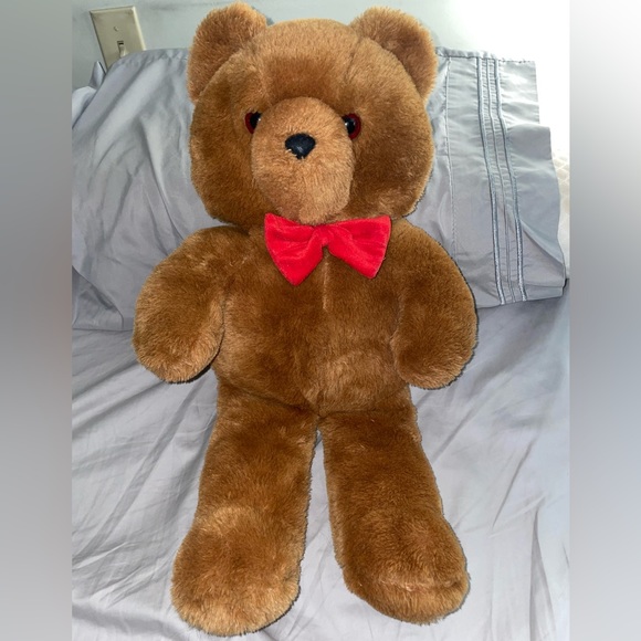 Dakin Brown Honey Jo Vintage 1986 20" Plush Teddy Bear Red Bow Tie Fun Farm - Picture 10 of 11